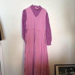 Fbc maid Marion pink and purple linen dress L